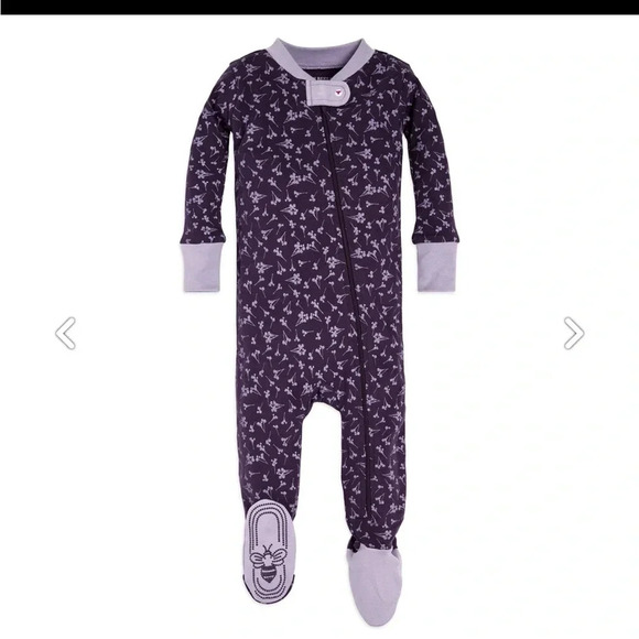 Burt's Bees Baby Girls Pajamas Zip Front Non-slip Footed Pjs 100% Organic Cotton - Picture 1 of 7